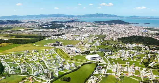 Palhoça, SC Vista aérea da cidade de Palhoça, litoral de Santa Catarina
